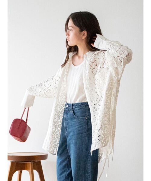 Ungrid(アングリッド)の「サイドレースアップシャツ(シャツ/ブラウス・レディース・グリーン/オフホワイト・FREE)」の8枚目の写真