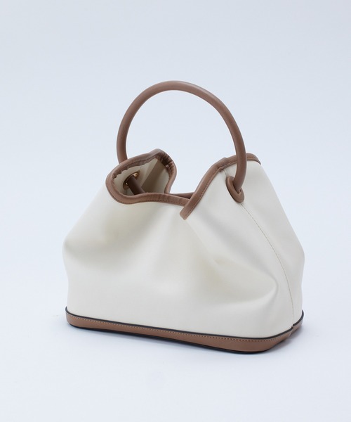 12Twelve Agenda（トゥエルブ　アジェンダ）の「ワンハンドル2wayミディバッグ（ハンドバッグ・レディース・ベージュ/アイボリー/ブラウン・FREE）」の2枚目の写真