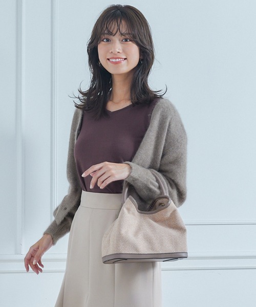 12Twelve Agenda（トゥエルブ　アジェンダ）の「ワンハンドル2wayミディバッグ（ハンドバッグ・レディース・ベージュ/アイボリー/ブラウン・FREE）」の6枚目の写真