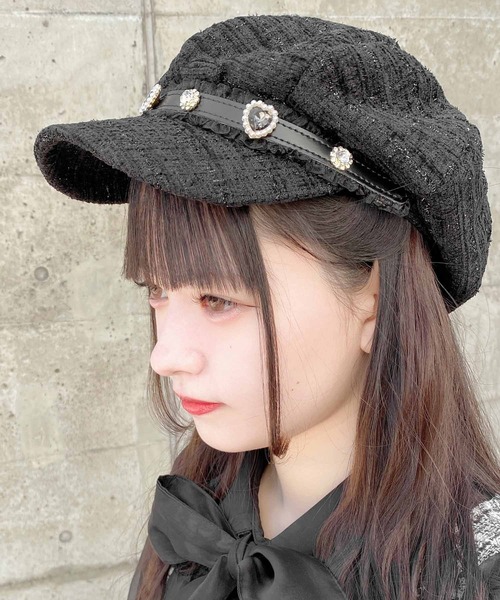 ROJITA（ロジータ）の「ビジュベルト付きツイードキャスケット