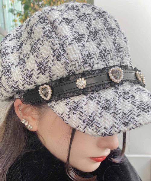 ROJITA（ロジータ）の「ビジュベルト付きツイードキャスケット