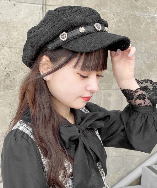 ROJITA（ロジータ）の「ビジュベルト付きツイードキャスケット