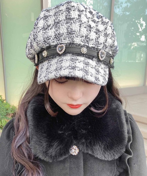 ROJITA（ロジータ）の「ビジュベルト付きツイードキャスケット