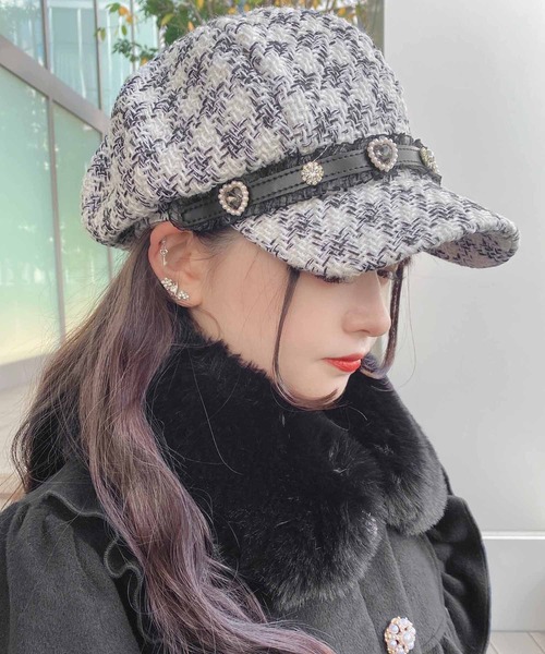 ROJITA（ロジータ）の「ビジュベルト付きツイードキャスケット