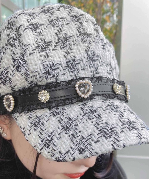 ROJITA（ロジータ）の「ビジュベルト付きツイードキャスケット