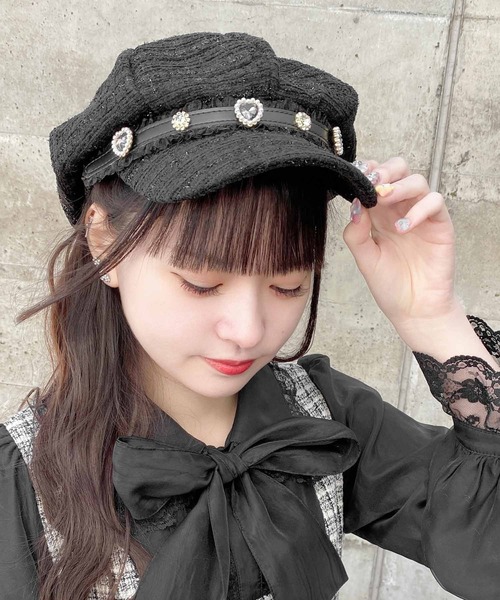 ROJITA（ロジータ）の「ビジュベルト付きツイードキャスケット