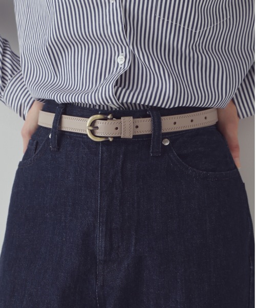 human woman（ヒューマンウーマン）の「ステッチレザーベルト（ベルト・レディース・ベージュ系その他2/ブラック・FREE）」の2枚目の写真