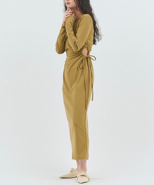 HANNE（アン）の「サイドホールワンピース（ワンピース・レディース・ブラック/キャメル/ネイビー・フリー）」の9枚目の写真