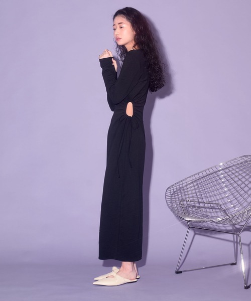 HANNE（アン）の「サイドホールワンピース（ワンピース・レディース・ブラック/キャメル/ネイビー・フリー）」の12枚目の写真