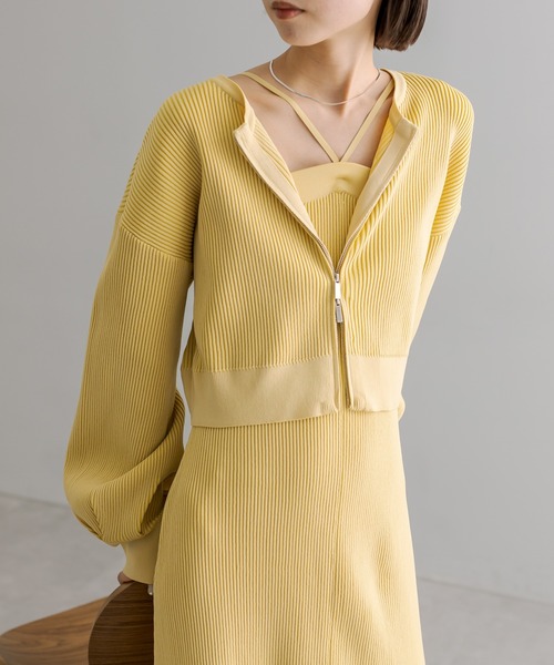 mystic（ミスティック）の「【2サイズ展開】配色リブベアワンピースセット（ワンピース・レディース・ブルー/イエロー/アイボリー・2/1）」の3枚目の写真