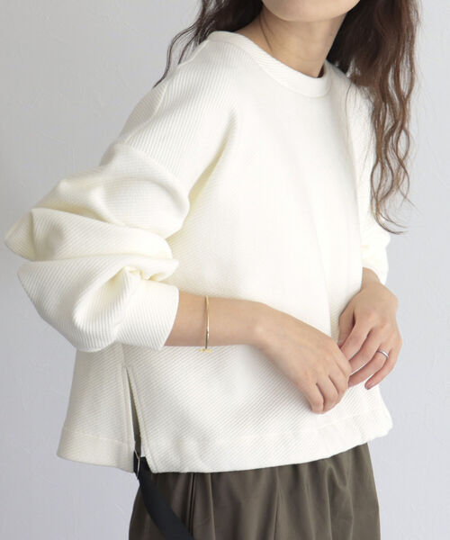 fredy emue（フレディエミュ）の「フロントドロストカットプルオーバー（Tシャツ/カットソー・レディース・ライトグレー/オフホワイト/ネイビー・38）」の2枚目の写真