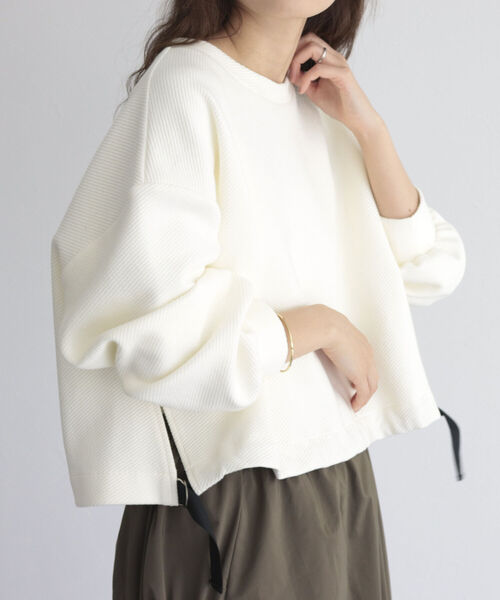 fredy emue（フレディエミュ）の「フロントドロストカットプルオーバー（Tシャツ/カットソー・レディース・ライトグレー/オフホワイト/ネイビー・38）」の9枚目の写真