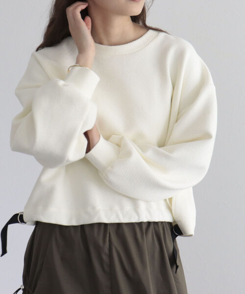 fredy emue（フレディエミュ）の「フロントドロストカットプルオーバー（Tシャツ/カットソー・レディース・ライトグレー/オフホワイト/ネイビー・38）」の11枚目の写真