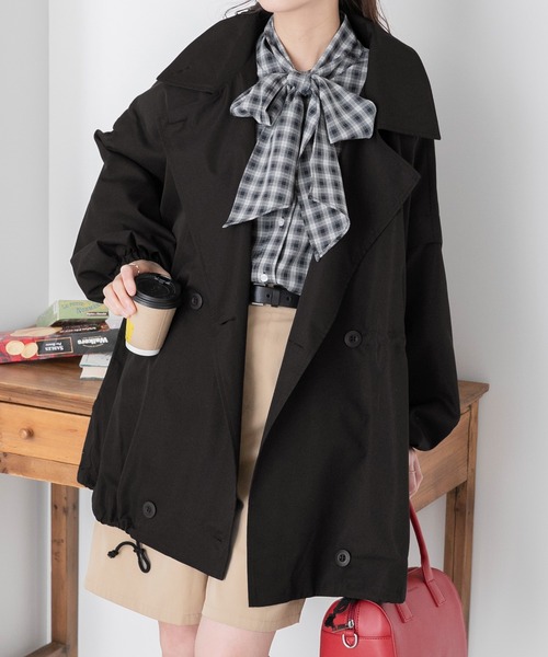 BONLECILL（ボンルシール）の「マルチウェイ ドロストオーバーミドルコート／ベスト（モッズコート・レディース・ベージュ/ブラック/カーキ/アイボリー・FREE）」の12枚目の写真