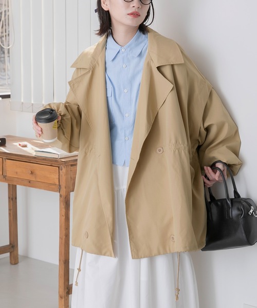 BONLECILL（ボンルシール）の「マルチウェイ ドロストオーバーミドルコート／ベスト（モッズコート・レディース・ベージュ/ブラック/カーキ/アイボリー・FREE）」の22枚目の写真