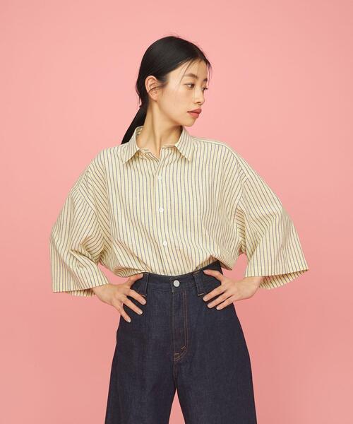 CITEN（シテン）の「＜CITEN＞コットンリネン ストライプ ビッグシャツ（シャツ/ブラウス・メンズ・イエロー/ライトブルー/ベージュ・L/M）」の22枚目の写真