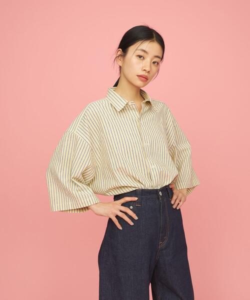 CITEN（シテン）の「＜CITEN＞コットンリネン ストライプ ビッグシャツ（シャツ/ブラウス・メンズ・イエロー/ライトブルー/ベージュ・L/M）」の21枚目の写真