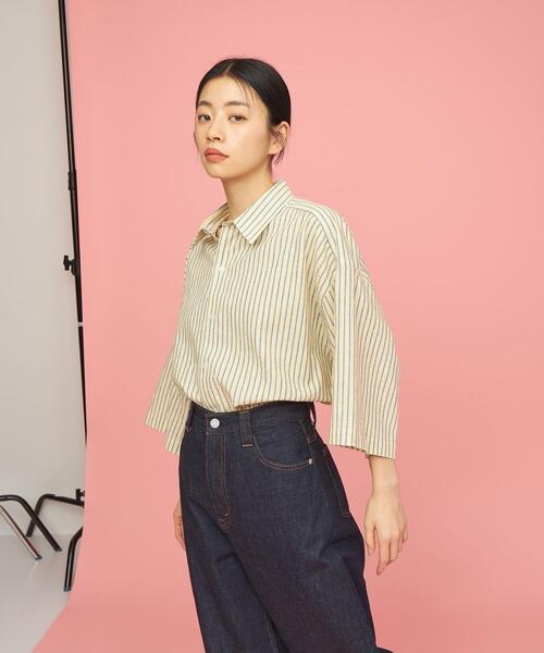 CITEN（シテン）の「＜CITEN＞コットンリネン ストライプ ビッグシャツ（シャツ/ブラウス・メンズ・イエロー/ライトブルー/ベージュ・L/M）」の20枚目の写真