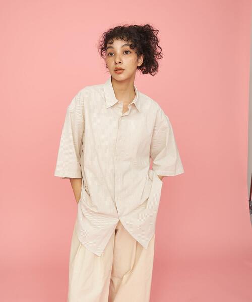 CITEN（シテン）の「＜CITEN＞コットンリネン ストライプ ビッグシャツ（シャツ/ブラウス・メンズ・イエロー/ライトブルー/ベージュ・L/M）」の14枚目の写真