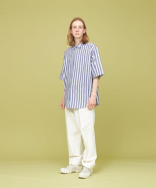 CITEN（シテン）の「＜CITEN＞コットンリネン ストライプ ビッグシャツ（シャツ/ブラウス・メンズ・イエロー/ライトブルー/ベージュ・L/M）」の11枚目の写真