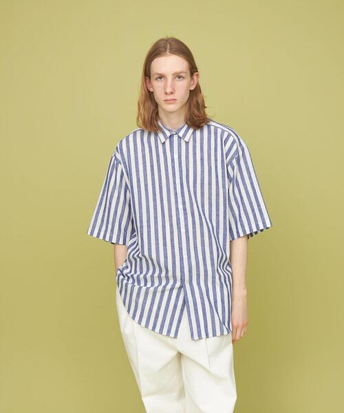 CITEN（シテン）の「＜CITEN＞コットンリネン ストライプ ビッグシャツ（シャツ/ブラウス・メンズ・イエロー/ライトブルー/ベージュ・L/M）」の10枚目の写真