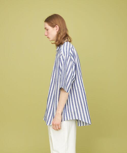 CITEN（シテン）の「＜CITEN＞コットンリネン ストライプ ビッグシャツ（シャツ/ブラウス・メンズ・イエロー/ライトブルー/ベージュ・L/M）」の8枚目の写真