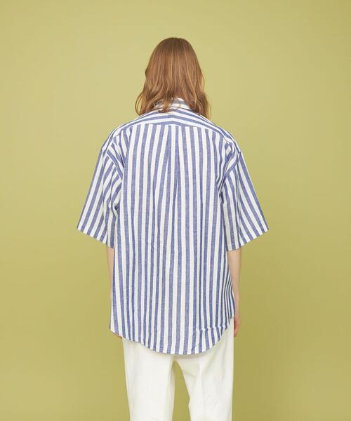 CITEN（シテン）の「＜CITEN＞コットンリネン ストライプ ビッグシャツ（シャツ/ブラウス・メンズ・イエロー/ライトブルー/ベージュ・L/M）」の7枚目の写真