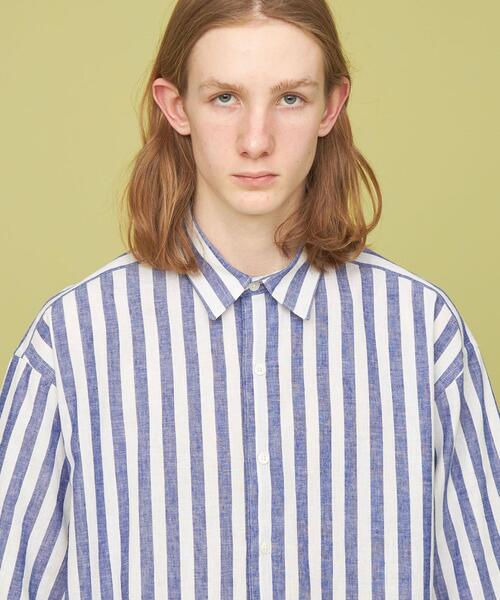 CITEN（シテン）の「＜CITEN＞コットンリネン ストライプ ビッグシャツ（シャツ/ブラウス・メンズ・イエロー/ライトブルー/ベージュ・L/M）」の6枚目の写真