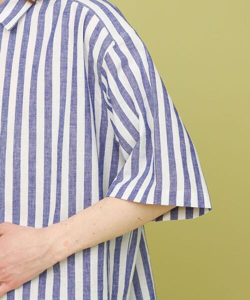 CITEN（シテン）の「＜CITEN＞コットンリネン ストライプ ビッグシャツ（シャツ/ブラウス・メンズ・イエロー/ライトブルー/ベージュ・L/M）」の4枚目の写真
