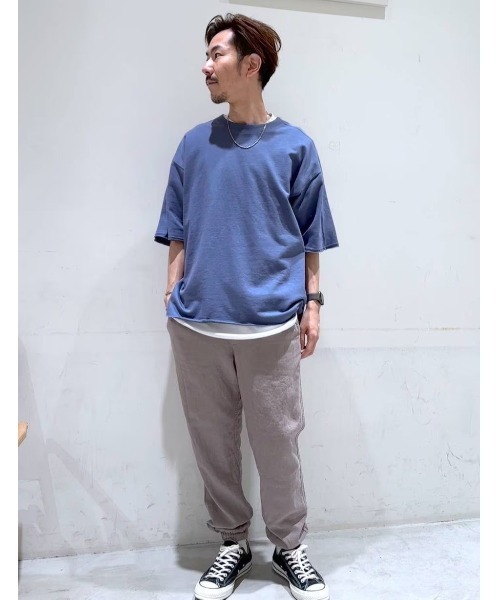 BAYFLOW（ベイフロー）の「【セットアイテム】レイヤードハーフスリーブTシャツ（Tシャツ/カットソー・メンズ・ブルー/グリーン/ピンク/ネイビー・MEDIUM/LARGE）」の9枚目の写真