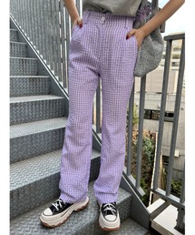 WC | ギンガムチェックフレアパンツ(スラックス)