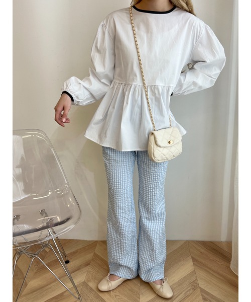 WC（ダブル シー）の「ギンガムチェックフレアパンツ（スラックス・レディース・パープル/グリーン/ピンク/ブラック/サックスブルー・FREE）」の18枚目の写真