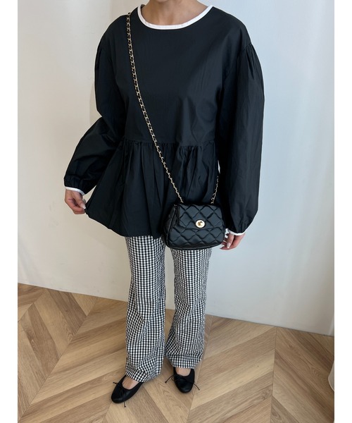 WC（ダブル シー）の「ギンガムチェックフレアパンツ（スラックス・レディース・パープル/グリーン/ピンク/ブラック/サックスブルー・FREE）」の6枚目の写真