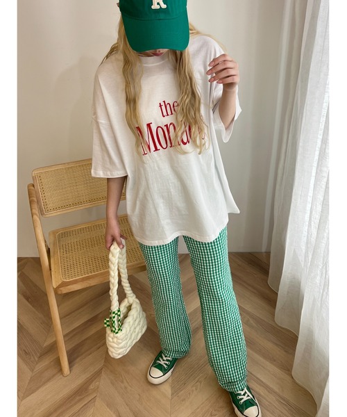 WC（ダブル シー）の「ギンガムチェックフレアパンツ（スラックス・レディース・パープル/グリーン/ピンク/ブラック/サックスブルー・FREE）」の15枚目の写真