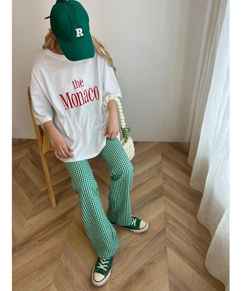 WC（ダブル シー）の「ギンガムチェックフレアパンツ（スラックス・レディース・パープル/グリーン/ピンク/ブラック/サックスブルー・FREE）」の16枚目の写真