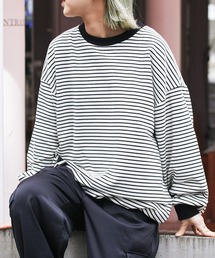 CIAOPANIC TYPY | 【King ＆ Prince岸優太さん着用】ミニ裏毛ボーダー裾ドローコードボリュームロンTee(Tシャツ/カットソー)