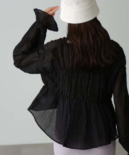 FREE'S MART（フリーズマート）の「◆シャーリングシアーブラウス（シャツ/ブラウス・レディース・ホワイト/ピンク/ブラック・FREE）」の2枚目の写真