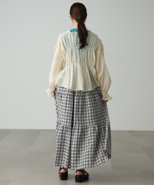 FREE'S MART（フリーズマート）の「◆シャーリングシアーブラウス（シャツ/ブラウス・レディース・ホワイト/ピンク/ブラック・FREE）」の4枚目の写真