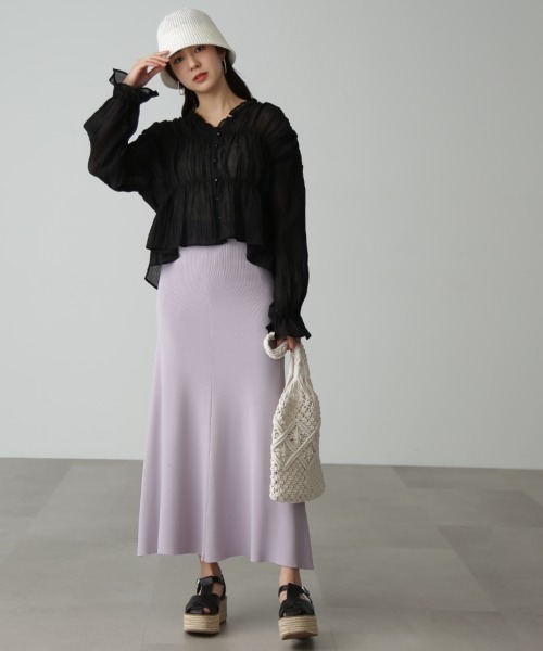 FREE'S MART（フリーズマート）の「◆シャーリングシアーブラウス（シャツ/ブラウス・レディース・ホワイト/ピンク/ブラック・FREE）」の11枚目の写真