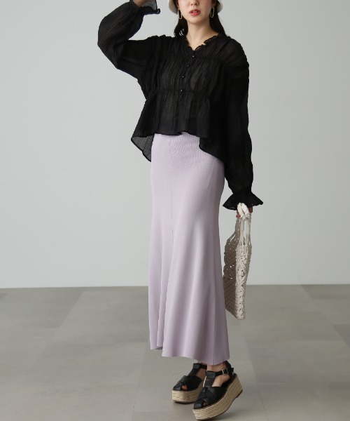 FREE'S MART（フリーズマート）の「◆シャーリングシアーブラウス（シャツ/ブラウス・レディース・ホワイト/ピンク/ブラック・FREE）」の9枚目の写真