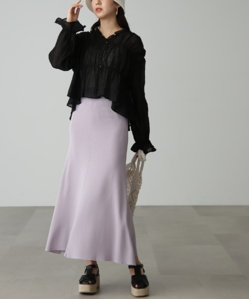 FREE'S MART（フリーズマート）の「◆シャーリングシアーブラウス（シャツ/ブラウス・レディース・ホワイト/ピンク/ブラック・FREE）」の10枚目の写真