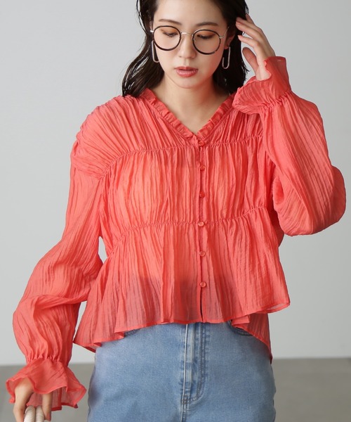 FREE'S MART（フリーズマート）の「◆シャーリングシアーブラウス（シャツ/ブラウス・レディース・ホワイト/ピンク/ブラック・FREE）」の18枚目の写真