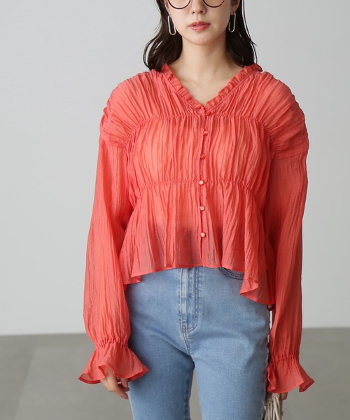 FREE'S MART（フリーズマート）の「◆シャーリングシアーブラウス（シャツ/ブラウス・レディース・ホワイト/ピンク/ブラック・FREE）」の20枚目の写真