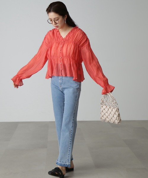 FREE'S MART（フリーズマート）の「◆シャーリングシアーブラウス（シャツ/ブラウス・レディース・ホワイト/ピンク/ブラック・FREE）」の22枚目の写真