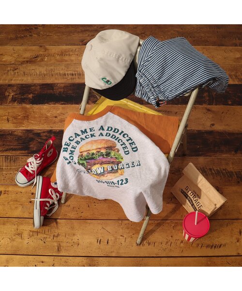 BREEZE(ブリーズ)の「レトロバーガー半袖Tシャツ(Tシャツ/カットソー・キッズ・オレンジ/ブラック・120/140/100/90/80/110/130)」の4枚目の写真