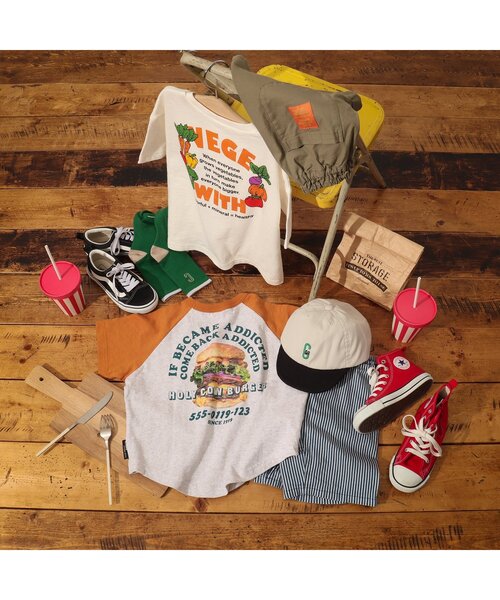 BREEZE(ブリーズ)の「レトロバーガー半袖Tシャツ(Tシャツ/カットソー・キッズ・オレンジ/ブラック・120/140/100/90/80/110/130)」の6枚目の写真