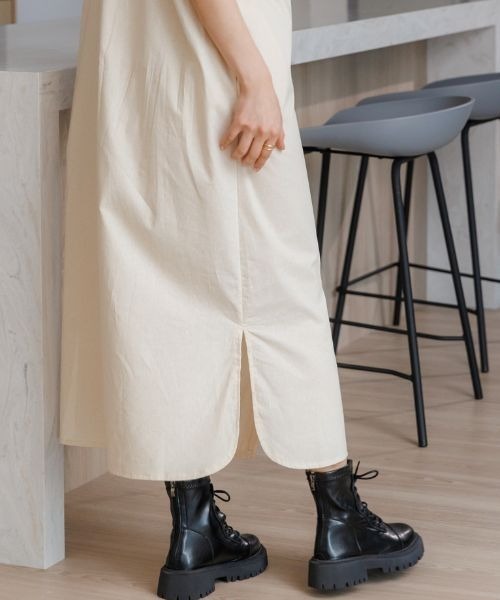 Eclat one(エクラワン)の「オーバーサイズ シャツワンピース(シャツワンピース・レディース・ベージュ/イエロー/ダークグレー・FREE)」の9枚目の写真