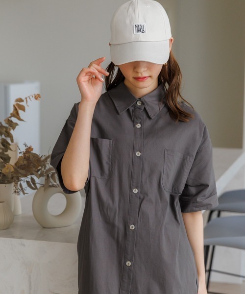 Eclat one(エクラワン)の「オーバーサイズ シャツワンピース(シャツワンピース・レディース・ベージュ/イエロー/ダークグレー・FREE)」の12枚目の写真