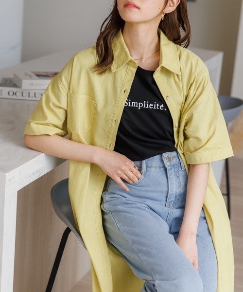 Eclat one(エクラワン)の「オーバーサイズ シャツワンピース(シャツワンピース・レディース・ベージュ/イエロー/ダークグレー・FREE)」の14枚目の写真