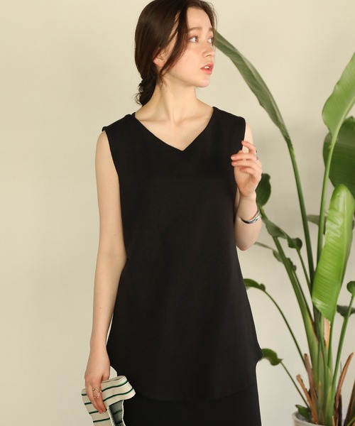 aity(アイティ)の「Vネックワッフルタンクトップ 夏服(タンクトップ・レディース・グレー/ブラック/ホワイト/ネイビー/パープル/オレンジ/カーキ・M)」の3枚目の写真